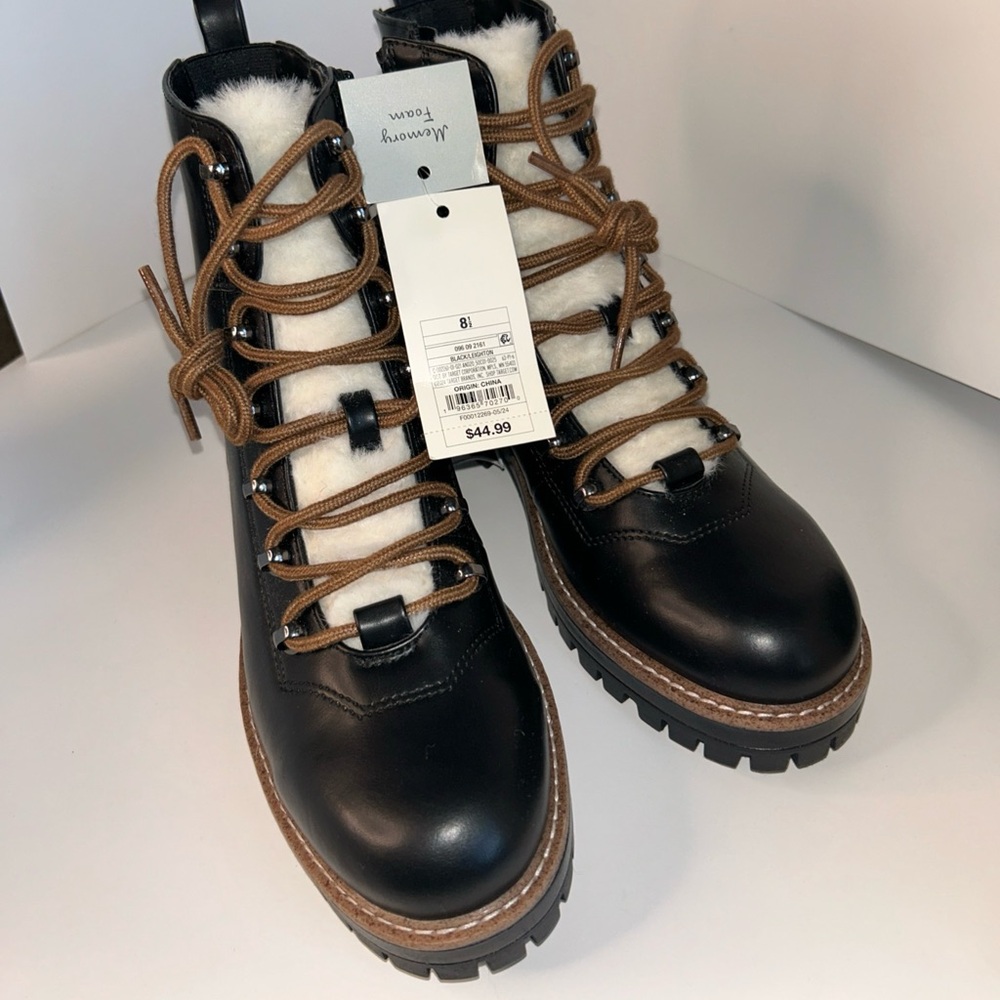 Black and White Fur-Lined Boots